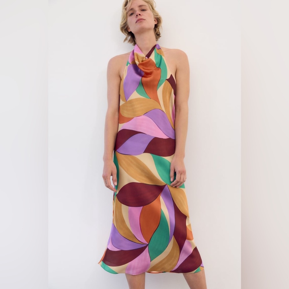 Zara Lingerie Style Print Dress M